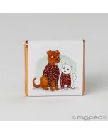 Chocolatinas de chocolate con leche, perritos con ropa navideña
