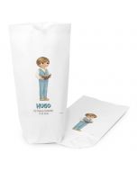 Bolsa papel blanco niño comunión chaleco 2x21X5cm.,min.25