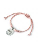 Pulsera cordón rosa medalla Ángel de la Guarda, min.4