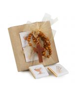 Estuche 2 nap. colgante-rosario madera stdo., min.2