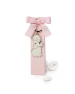 Llavero metal Angel en estuche rosa 5 peladillas chocolate