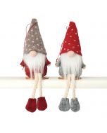Gnomo rojo y gris base madera 18cm. 2 stdo  min.4