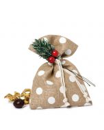 Saquito beige topos con ramita frutos rojos y 4 crokichoc*