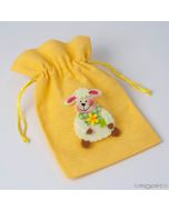 Bolsa algodón amarilla ovejita fieltro 15x23cm min.12
