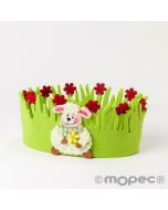 Panier ovale grand fleurs rouges et mouton 18,5x8,5x11cm