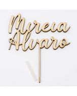 Cake topper con 2 nome 17cm. personalizzato