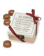 Personalised 25 years wooden box 4chocolates
