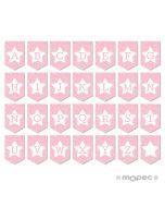 Banderola rosa con estrella para guirnalda 14,6x21,7cm