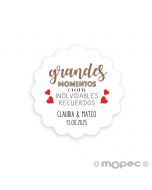 Etiqueta adhesiva Grandes Momentos Ø4,5cm.1hj=24u.min.5