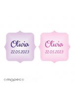Pers. sticker assorted pink&purple frame,1sheet=48 stickers